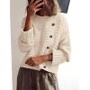 imagePRETTYGARDEN Womens Sweaters Fall 2024 Casual Long Sleeve Crewneck Button Loose Winter Knit Pullover Sweater TopsBeige