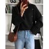 imagePRETTYGARDEN Womens Sweaters Fall 2024 Casual Long Sleeve Crewneck Button Loose Winter Knit Pullover Sweater TopsBlack