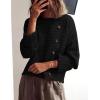imagePRETTYGARDEN Womens Sweaters Fall 2024 Casual Long Sleeve Crewneck Button Loose Winter Knit Pullover Sweater TopsBlack