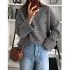 imagePRETTYGARDEN Womens Sweaters Fall 2024 Casual Long Sleeve Crewneck Button Loose Winter Knit Pullover Sweater TopsGrey