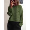 imagePRETTYGARDEN Womens Sweaters Fall 2024 Casual Long Sleeve Crewneck Button Loose Winter Knit Pullover Sweater TopsLight Army Green