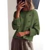 imagePRETTYGARDEN Womens Sweaters Fall 2024 Casual Long Sleeve Crewneck Button Loose Winter Knit Pullover Sweater TopsLight Army Green