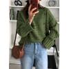 imagePRETTYGARDEN Womens Sweaters Fall 2024 Casual Long Sleeve Crewneck Button Loose Winter Knit Pullover Sweater TopsLight Army Green