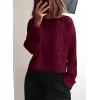 imagePRETTYGARDEN Womens Sweaters Fall 2024 Casual Long Sleeve Crewneck Button Loose Winter Knit Pullover Sweater TopsWine Red