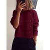 imagePRETTYGARDEN Womens Sweaters Fall 2024 Casual Long Sleeve Crewneck Button Loose Winter Knit Pullover Sweater TopsWine Red