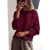 imagePRETTYGARDEN Womens Sweaters Fall 2024 Casual Long Sleeve Crewneck Button Loose Winter Knit Pullover Sweater TopsWine Red