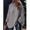 imagePRETTYGARDEN Womens Winter Turtleneck Oversized Sweaters Long Sleeve Chunky Knit Slouchy Pullover Sweater TopsGrey