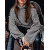 imagePRETTYGARDEN Womens Winter Turtleneck Oversized Sweaters Long Sleeve Chunky Knit Slouchy Pullover Sweater TopsGrey