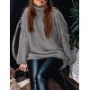 imagePRETTYGARDEN Womens Winter Turtleneck Oversized Sweaters Long Sleeve Chunky Knit Slouchy Pullover Sweater TopsGrey