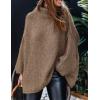 imagePRETTYGARDEN Womens Winter Turtleneck Oversized Sweaters Long Sleeve Chunky Knit Slouchy Pullover Sweater TopsLight Brown