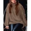 imagePRETTYGARDEN Womens Winter Turtleneck Oversized Sweaters Long Sleeve Chunky Knit Slouchy Pullover Sweater TopsLight Brown
