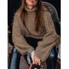 imagePRETTYGARDEN Womens Winter Turtleneck Oversized Sweaters Long Sleeve Chunky Knit Slouchy Pullover Sweater TopsLight Brown