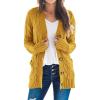 imagePRETTYGARDEN Womens Open Front Cardigan Sweaters Fall Fashion Button Down Cable Knit Chunky Winter Outerwear CoatsYellow