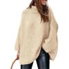 imagePRETTYGARDEN Womens Winter Turtleneck Oversized Sweaters Long Sleeve Chunky Knit Slouchy Pullover Sweater TopsBeige