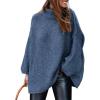 imagePRETTYGARDEN Womens Winter Turtleneck Oversized Sweaters Long Sleeve Chunky Knit Slouchy Pullover Sweater TopsBlue