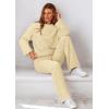 imagePRETTYGARDEN Womens 2 Piece Outfits Fall Fashion Clothes Quilted Long Sleeve Tops Wide Leg Pants Matching Lounge SetsBeige