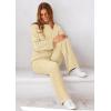 imagePRETTYGARDEN Womens 2 Piece Outfits Fall Fashion Clothes Quilted Long Sleeve Tops Wide Leg Pants Matching Lounge SetsBeige