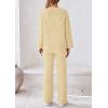imagePRETTYGARDEN Womens 2 Piece Outfits Fall Fashion Clothes Quilted Long Sleeve Tops Wide Leg Pants Matching Lounge SetsBeige