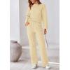 imagePRETTYGARDEN Womens 2 Piece Outfits Fall Fashion Clothes Quilted Long Sleeve Tops Wide Leg Pants Matching Lounge SetsBeige
