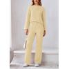 imagePRETTYGARDEN Womens 2 Piece Outfits Fall Fashion Clothes Quilted Long Sleeve Tops Wide Leg Pants Matching Lounge SetsBeige