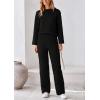 imagePRETTYGARDEN Womens 2 Piece Outfits Fall Fashion Clothes Quilted Long Sleeve Tops Wide Leg Pants Matching Lounge SetsBlack