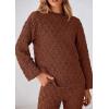 imagePRETTYGARDEN Womens 2 Piece Outfits Fall Fashion Clothes Quilted Long Sleeve Tops Wide Leg Pants Matching Lounge SetsBrown