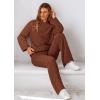 imagePRETTYGARDEN Womens 2 Piece Outfits Fall Fashion Clothes Quilted Long Sleeve Tops Wide Leg Pants Matching Lounge SetsBrown
