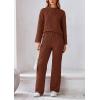 imagePRETTYGARDEN Womens 2 Piece Outfits Fall Fashion Clothes Quilted Long Sleeve Tops Wide Leg Pants Matching Lounge SetsBrown