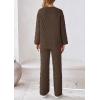 imagePRETTYGARDEN Womens 2 Piece Outfits Fall Fashion Clothes Quilted Long Sleeve Tops Wide Leg Pants Matching Lounge SetsCoffee