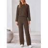 imagePRETTYGARDEN Womens 2 Piece Outfits Fall Fashion Clothes Quilted Long Sleeve Tops Wide Leg Pants Matching Lounge SetsCoffee