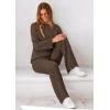 imagePRETTYGARDEN Womens 2 Piece Outfits Fall Fashion Clothes Quilted Long Sleeve Tops Wide Leg Pants Matching Lounge SetsCoffee