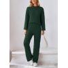 imagePRETTYGARDEN Womens 2 Piece Outfits Fall Fashion Clothes Quilted Long Sleeve Tops Wide Leg Pants Matching Lounge SetsDark Green