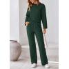 imagePRETTYGARDEN Womens 2 Piece Outfits Fall Fashion Clothes Quilted Long Sleeve Tops Wide Leg Pants Matching Lounge SetsDark Green