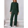 imagePRETTYGARDEN Womens 2 Piece Outfits Fall Fashion Clothes Quilted Long Sleeve Tops Wide Leg Pants Matching Lounge SetsDark Green
