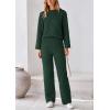 imagePRETTYGARDEN Womens 2 Piece Outfits Fall Fashion Clothes Quilted Long Sleeve Tops Wide Leg Pants Matching Lounge SetsDark Green