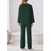 imagePRETTYGARDEN Womens 2 Piece Outfits Fall Fashion Clothes Quilted Long Sleeve Tops Wide Leg Pants Matching Lounge SetsDark Green
