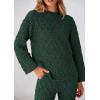 imagePRETTYGARDEN Womens 2 Piece Outfits Fall Fashion Clothes Quilted Long Sleeve Tops Wide Leg Pants Matching Lounge SetsDark Green