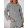 imagePRETTYGARDEN Womens 2 Piece Outfits Fall Fashion Clothes Quilted Long Sleeve Tops Wide Leg Pants Matching Lounge SetsLight Grey