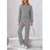 imagePRETTYGARDEN Womens 2 Piece Outfits Fall Fashion Clothes Quilted Long Sleeve Tops Wide Leg Pants Matching Lounge SetsLight Grey