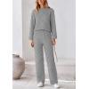 imagePRETTYGARDEN Womens 2 Piece Outfits Fall Fashion Clothes Quilted Long Sleeve Tops Wide Leg Pants Matching Lounge SetsLight Grey