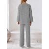 imagePRETTYGARDEN Womens 2 Piece Outfits Fall Fashion Clothes Quilted Long Sleeve Tops Wide Leg Pants Matching Lounge SetsLight Grey