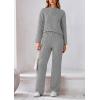 imagePRETTYGARDEN Womens 2 Piece Outfits Fall Fashion Clothes Quilted Long Sleeve Tops Wide Leg Pants Matching Lounge SetsLight Grey