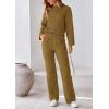imagePRETTYGARDEN Womens 2 Piece Outfits Fall Fashion Clothes Quilted Long Sleeve Tops Wide Leg Pants Matching Lounge SetsOlive Green