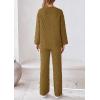 imagePRETTYGARDEN Womens 2 Piece Outfits Fall Fashion Clothes Quilted Long Sleeve Tops Wide Leg Pants Matching Lounge SetsOlive Green