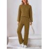 imagePRETTYGARDEN Womens 2 Piece Outfits Fall Fashion Clothes Quilted Long Sleeve Tops Wide Leg Pants Matching Lounge SetsOlive Green