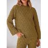 imagePRETTYGARDEN Womens 2 Piece Outfits Fall Fashion Clothes Quilted Long Sleeve Tops Wide Leg Pants Matching Lounge SetsOlive Green