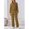 imagePRETTYGARDEN Womens 2 Piece Outfits Fall Fashion Clothes Quilted Long Sleeve Tops Wide Leg Pants Matching Lounge SetsOlive Green