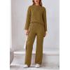 imagePRETTYGARDEN Womens 2 Piece Outfits Fall Fashion Clothes Quilted Long Sleeve Tops Wide Leg Pants Matching Lounge SetsOlive Green
