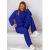 imagePRETTYGARDEN Womens 2 Piece Outfits Fall Fashion Clothes Quilted Long Sleeve Tops Wide Leg Pants Matching Lounge SetsRoyal Blue