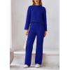 imagePRETTYGARDEN Womens 2 Piece Outfits Fall Fashion Clothes Quilted Long Sleeve Tops Wide Leg Pants Matching Lounge SetsRoyal Blue